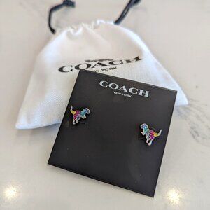 Coach Pave Rexy Stud Earrings - Multicolor - RARE